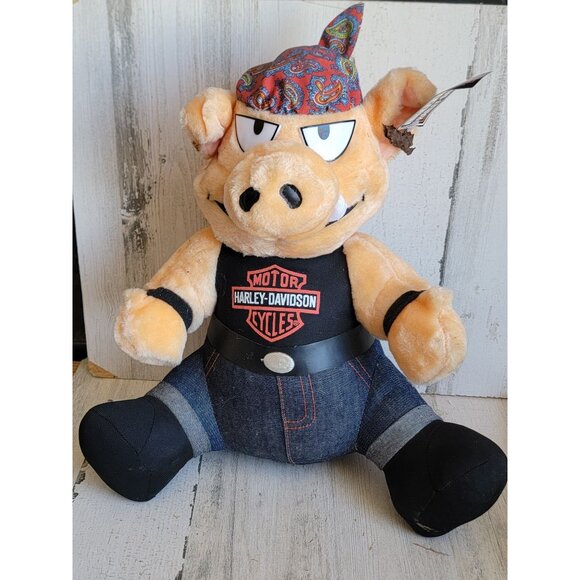 Vintage Harley Davidson bandana Pig Hog biker Toy motorcycle play by play - Picture 1 of 11